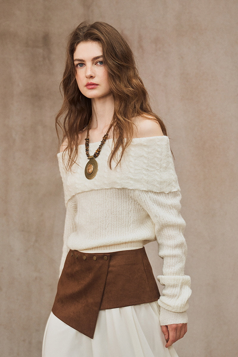 One-Shoulder Lapel Sweater