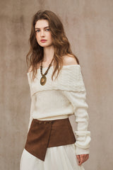 One-Shoulder Lapel Sweater