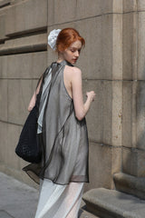 Halterneck Tie A-Line Dress