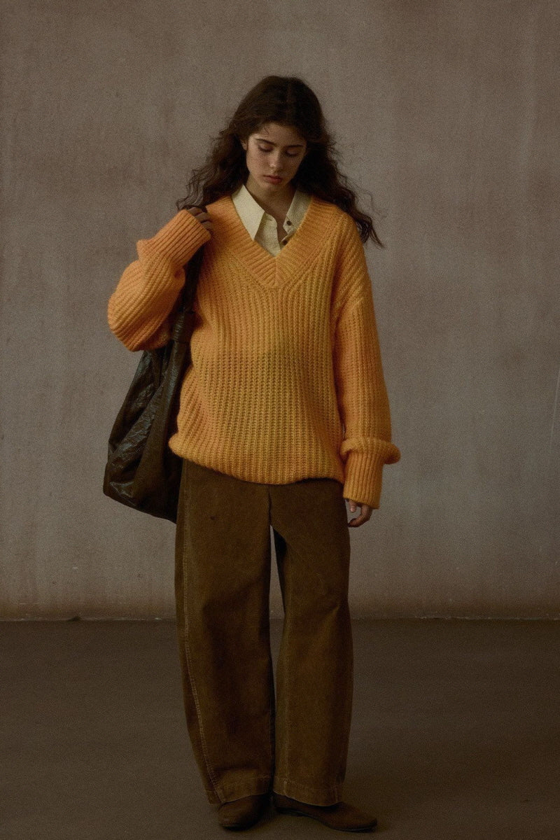 Spray-Painted V-Neck Pullover