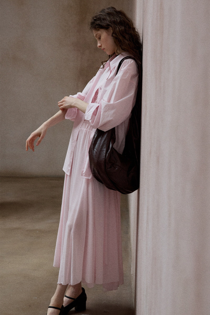Pleated Asymmetrical Midi Slip Dress
