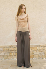 Accordion Pleated Wide-Leg Suit Pants