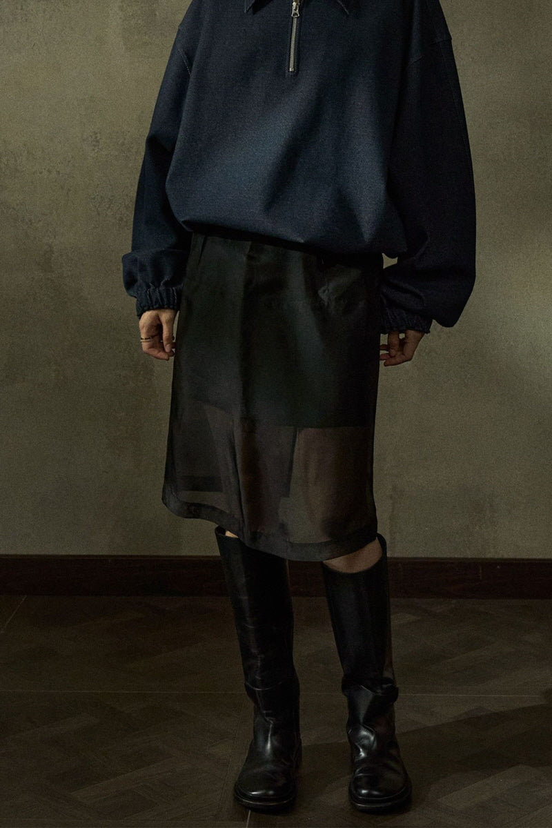 Low-Waisted Sheer Simple Skirt