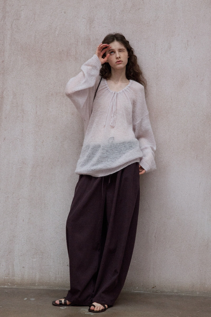 Twill Lace Casual Loose Floor-Length Pants