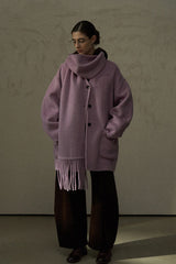 Reversible Tassel-Scarf Duffle Jacket