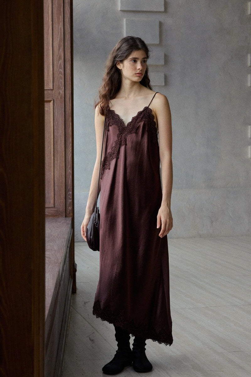 Wrinkled Lace Camisole Dress