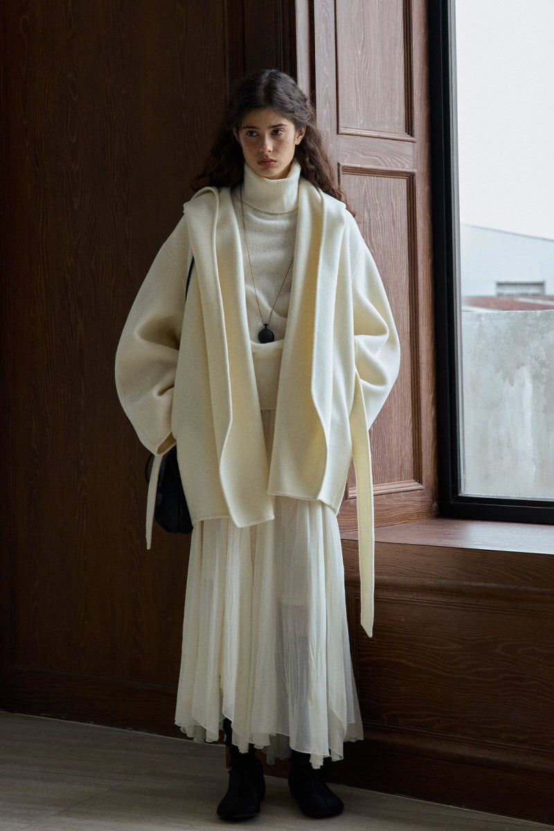 One-Hand Reversible Hooded Long Coat