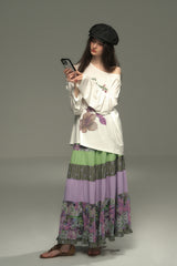 Layered Patchwork Vintage Long Skirt