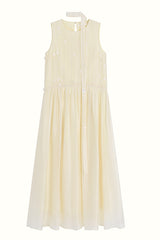 Ribbon Waist Sequin Flower Sleeveless Dress