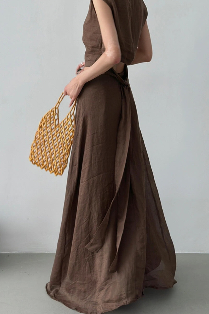 Retro High-Waist Draped Skirt