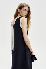 Contrast Back Bow Short Dress