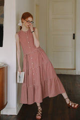 Vintage Lace-Up Check Dress