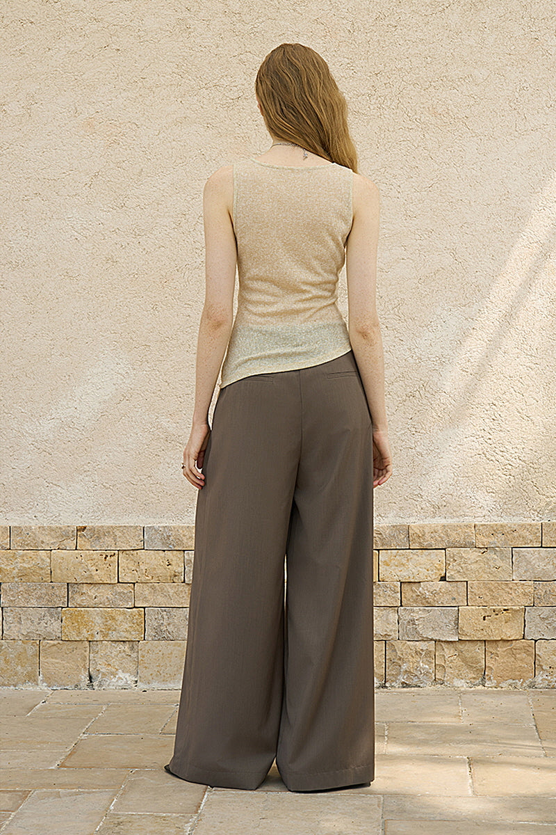 Asymmetrical Draped Pleated Knit Vest