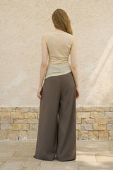 Asymmetrical Draped Pleated Knit Vest