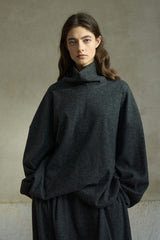 High-Neck Loose Knitted Sweatshirt