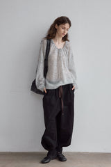 Drawstring Loose Pullover Sweater
