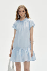 Round Neck Puff Sleeve Loose Dress