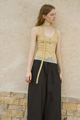 Cut-Out Cardigan Fake Two-Piece Vest