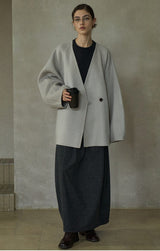 Horn Button V-Neck Reversible Duffle Jacket
