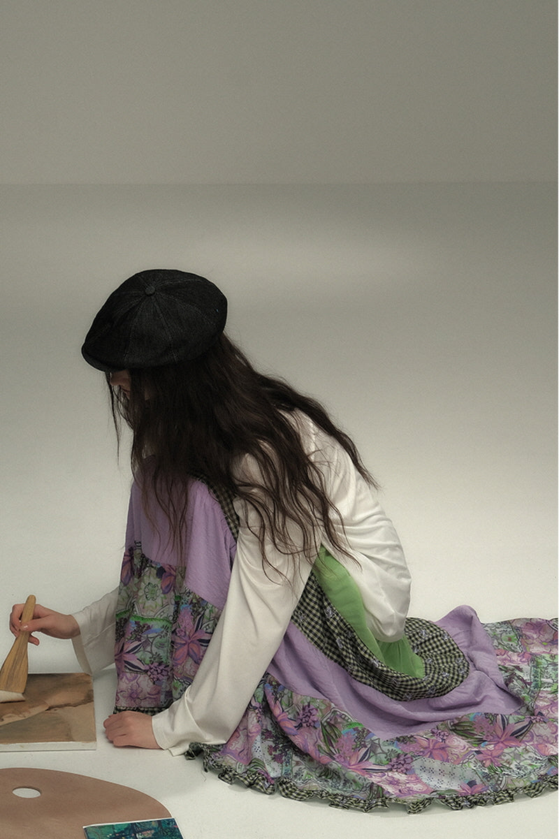 Layered Patchwork Vintage Long Skirt