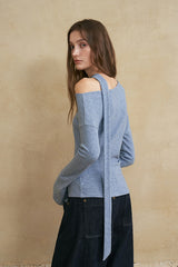Slouchy Streamer Off Shoulder Knit Top