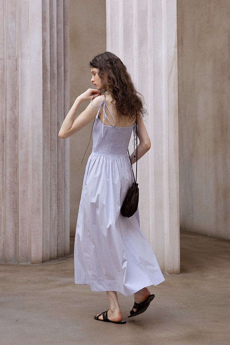 Shirred Strap Maxi Dress