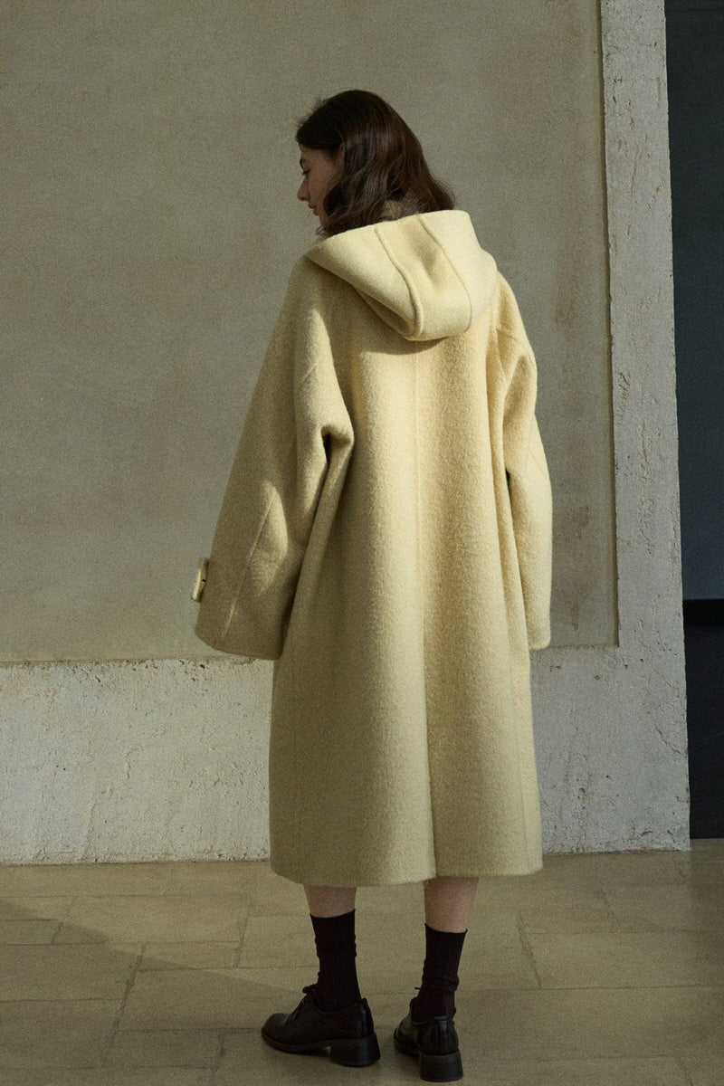 Hooded-Scarf Patch-Pocket Coat