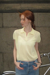 Polo Neck Loose Short Sleeve Top