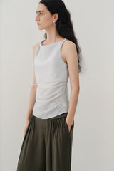 Pleated Collar Sleeveless Vest
