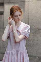 Smudge Puff Sleeve Shirt Dress