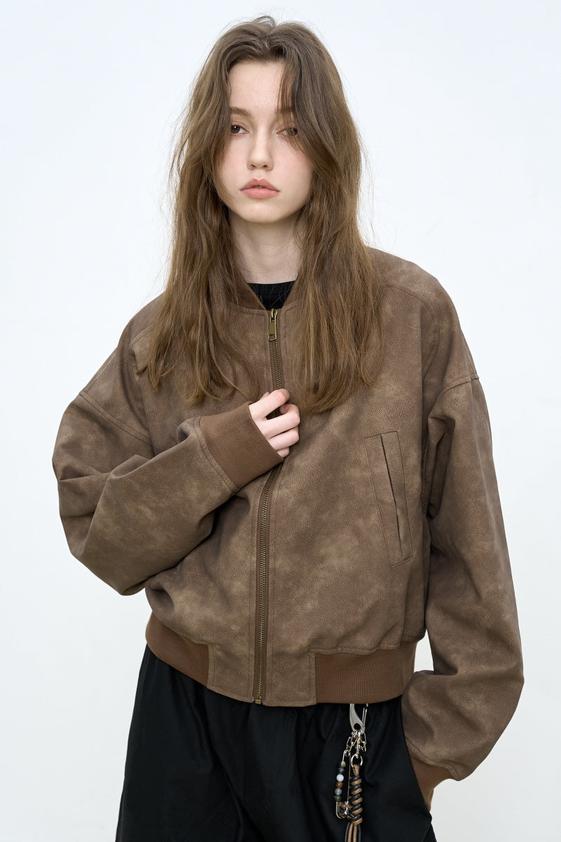 Cropped Silhouette Baseball Jacket