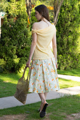 Vintage Pleated A-Line Umbrella Skirt