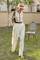Straight Wide-Leg High-Waist Pants