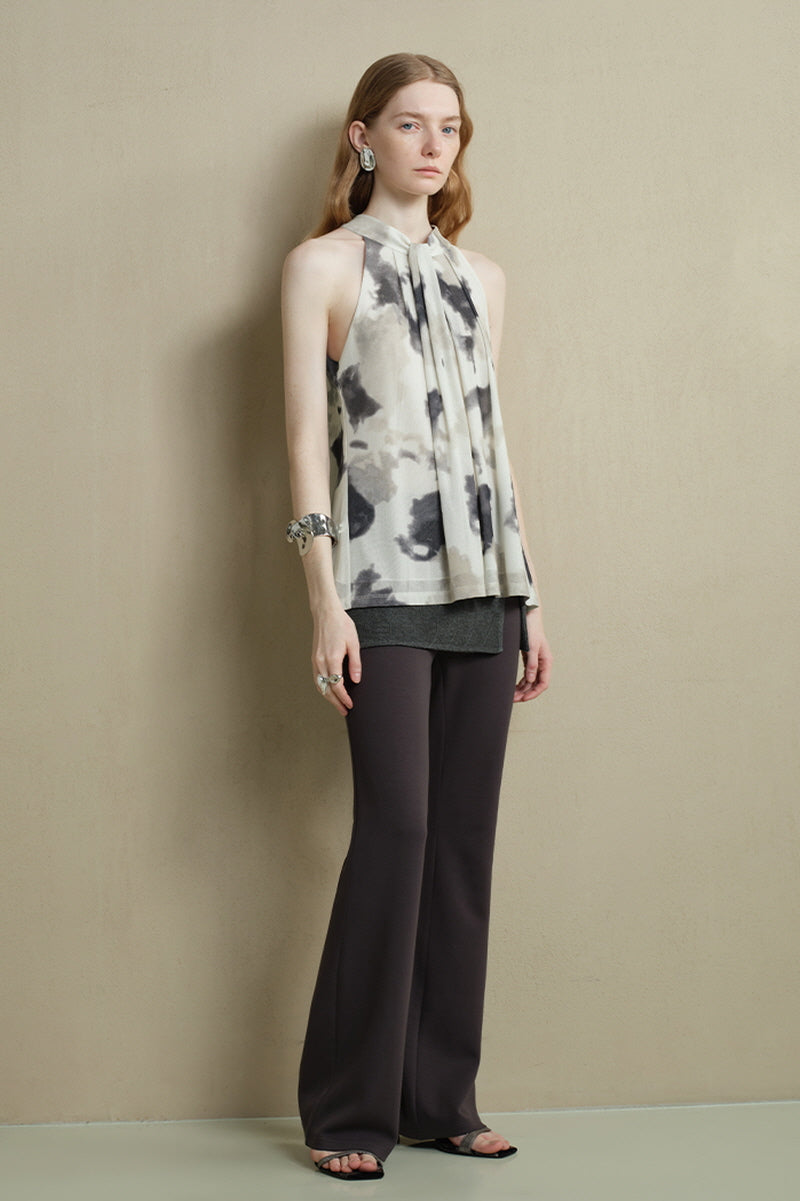 Twisted Pleated Halterneck Vest
