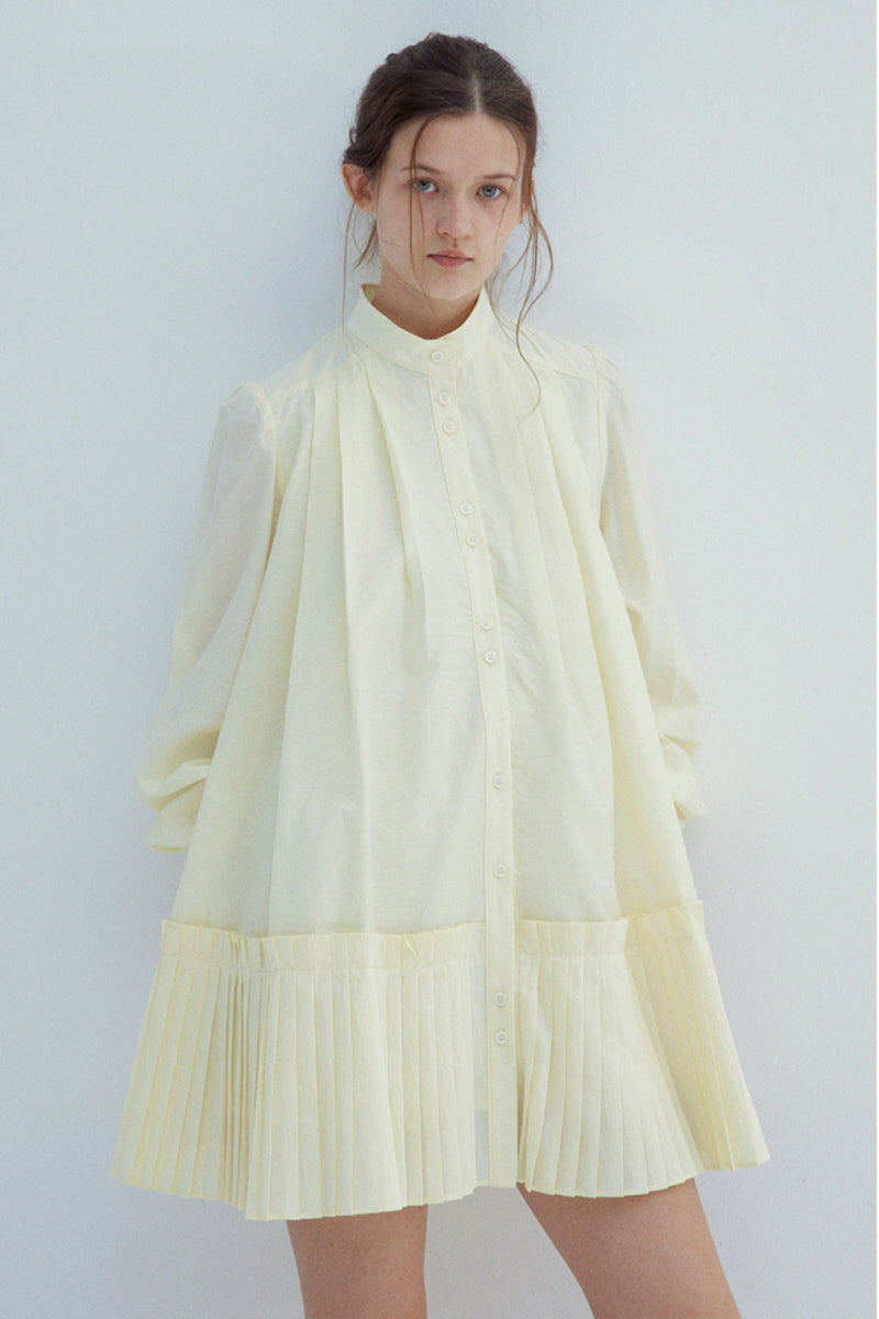 Sheer Pleated Midi Cardigan Dress