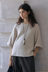 Lazy Loose Mid-Sleeve Pullover
