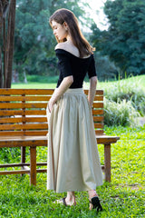 Off-Shoulder Slim Knit Top