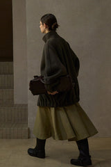 Stand-Up Collar Dropped-Shoulder Reversible Coat