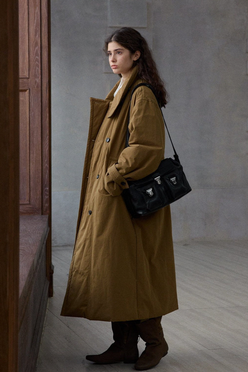 Double-Breasted Padded Long Coat