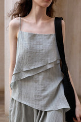 Striped Irregular Suspender Top