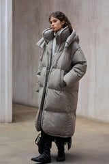 Detachable-Hood Ultralight Long Puffer Coat