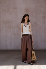Pleated Wide-Leg Casual Pants