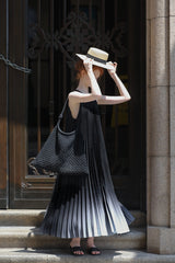 Gradient Pleated Halterneck Dress