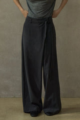 Diagonal Placket Lace-Up Slacks