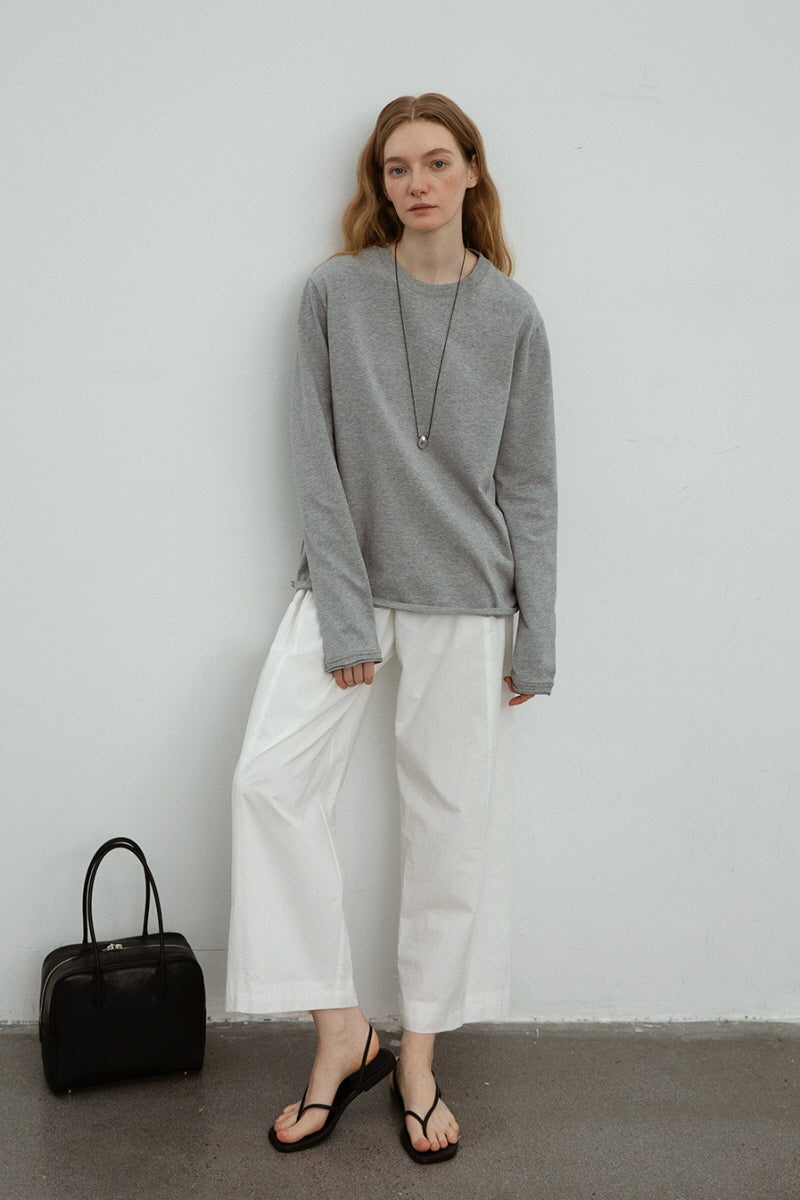 Split Seam Rolled Long Sleeve T-Shirt