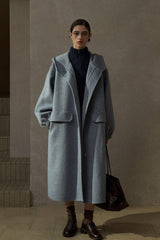 Hooded Elastic Cuff Long Coat