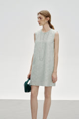 Asymmetric Jacquard Sleeveless Dress