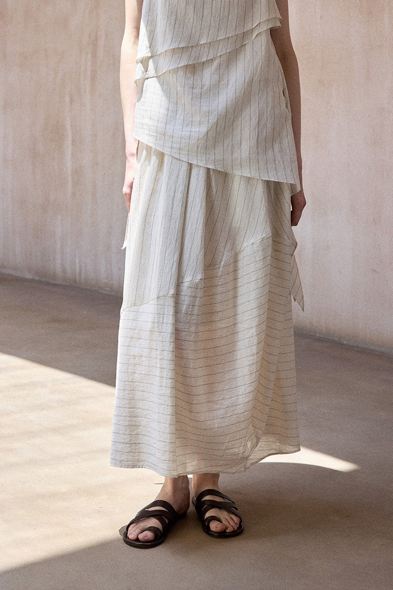 Striped Irregular Bud Skirt