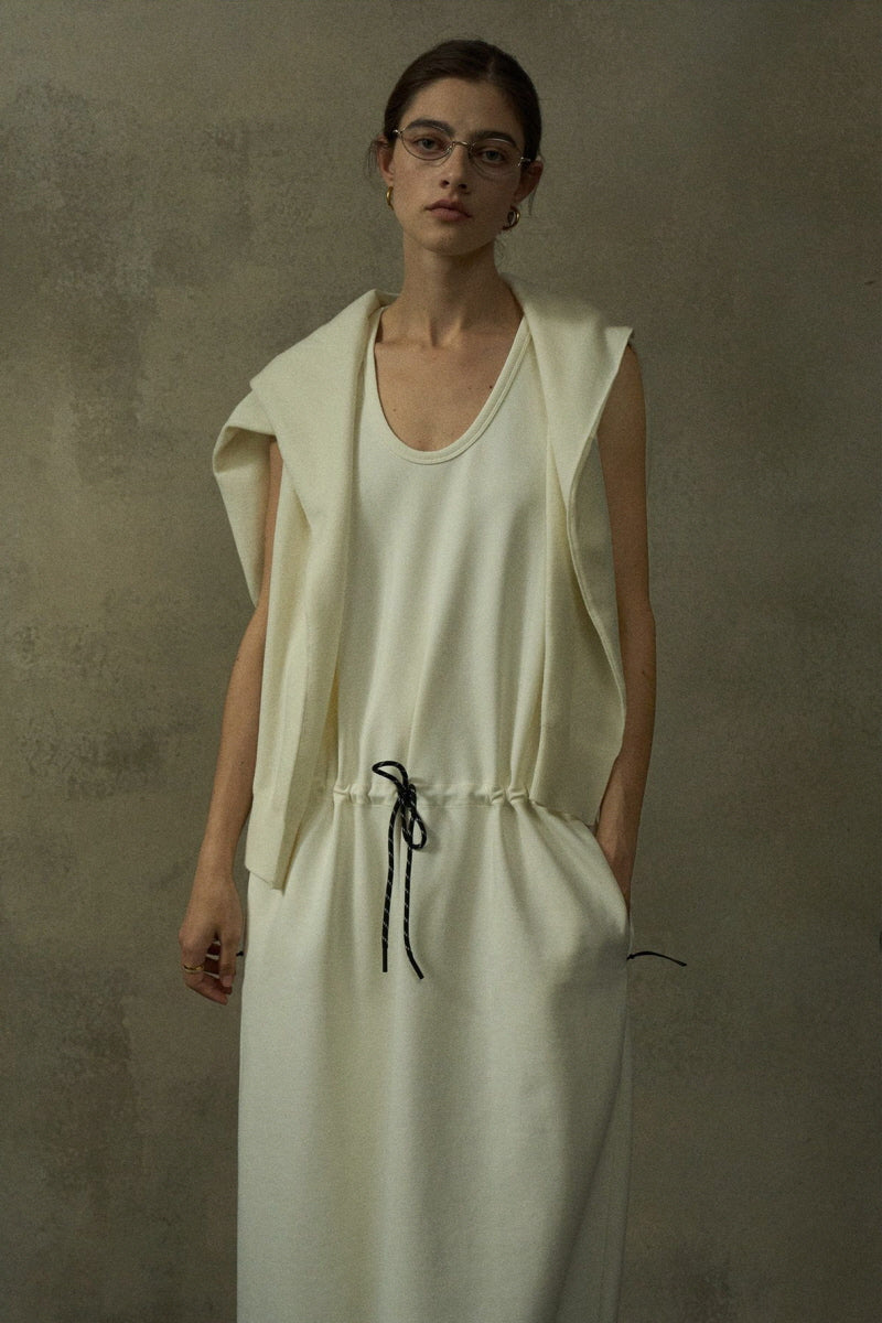Contrast Waist Rope Vest Dress