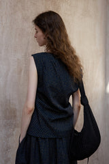 Asymmetrical Plaid Off-Shoulder Top
